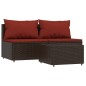 vidaXL Set muebles de jardín 3 piezas y cojines ratán sintético marrón vidaXL Set muebles de jardín 3 piezas y cojines ratán sintético marrón