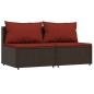 vidaXL Set muebles de jardín 3 piezas y cojines ratán sintético marrón vidaXL Set muebles de jardín 3 piezas y cojines ratán sintético marrón