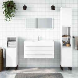 vidaXL Armario de baño con espejo madera de ingeniería blanco brillo