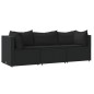 vidaXL Set de muebles de jardín 3 pzas y cojines ratán sintético negro vidaXL Set de muebles de jardín 3 pzas y cojines ratán sintético negro