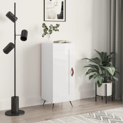 vidaXL Aparador de madera contrachapada blanco brillante 34,5x34x90 cm