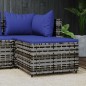 vidaXL Reposapiés de jardín con cojín ratán sintético gris vidaXL Reposapiés de jardín con cojín ratán sintético gris