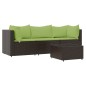 vidaXL Set muebles de jardín 4 piezas y cojines ratán sintético marrón vidaXL Set muebles de jardín 4 piezas y cojines ratán sintético marrón