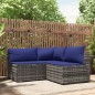vidaXL Set de muebles de jardín 3 pzas y cojines ratán sintético gris vidaXL Set de muebles de jardín 3 pzas y cojines ratán sintético gris