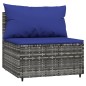 vidaXL Set de muebles de jardín 3 pzas y cojines ratán sintético gris vidaXL Set de muebles de jardín 3 pzas y cojines ratán sintético gris