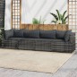 vidaXL Set de muebles de jardín 4 pzas y cojines ratán sintético gris vidaXL Set de muebles de jardín 4 pzas y cojines ratán sintético gris