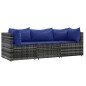 vidaXL Set de muebles de jardín 3 pzas y cojines ratán sintético gris