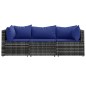 vidaXL Set de muebles de jardín 3 pzas y cojines ratán sintético gris
