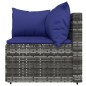 vidaXL Set de muebles de jardín 3 pzas y cojines ratán sintético gris