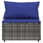 vidaXL Set de muebles de jardín 3 pzas y cojines ratán sintético gris