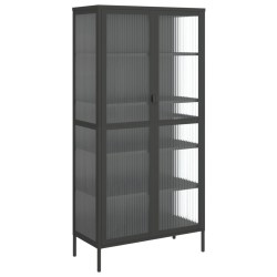 vidaXL Aparador alto vidrio y acero negro 85x40x180 cm