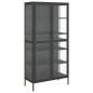 vidaXL Aparador alto vidrio y acero negro 85x40x180 cm vidaXL Aparador alto vidrio y acero negro 85x40x180 cm