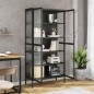 vidaXL Aparador alto vidrio y acero negro 85x40x180 cm vidaXL Aparador alto vidrio y acero negro 85x40x180 cm