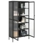 vidaXL Aparador alto vidrio y acero negro 85x40x180 cm vidaXL Aparador alto vidrio y acero negro 85x40x180 cm