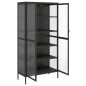 vidaXL Aparador alto vidrio y acero negro 85x40x180 cm vidaXL Aparador alto vidrio y acero negro 85x40x180 cm