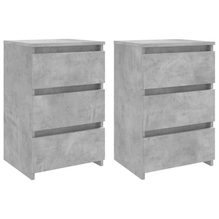 vidaXL Mesitas de noche 2 uds contrachapada gris hormigón 40x35x62,5cm