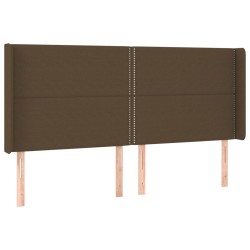 vidaXL Cabecero con orejas de tela marrón oscuro 183x16x118/128 cm