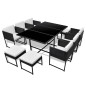 vidaXL Set comedor de jardín 11 piezas y cojines ratán sintético negro