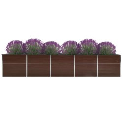 vidaXL Arriate de acero galvanizado marrón 400x80x45 cm