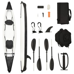 vidaXL Kayak inflable poliéster negro 424x81x31 cm