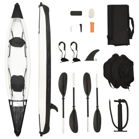 vidaXL Kayak inflable poliéster negro 424x81x31 cm
