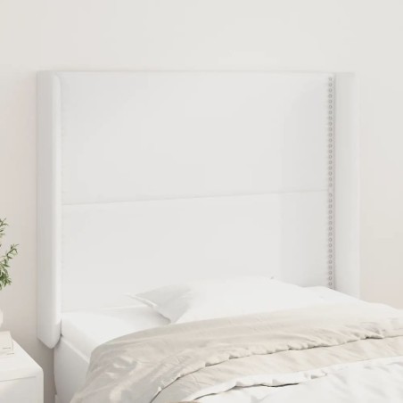 vidaXL Cabecero con orejas de cuero sintético blanco 93x16x118/128 cm