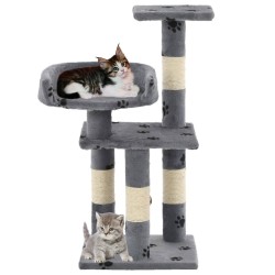 vidaXL Rascador para gatos poste de sisal 65 cm huellas gris