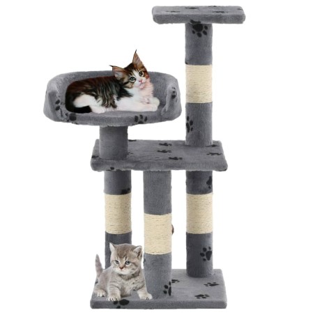 vidaXL Rascador para gatos poste de sisal 65 cm huellas gris