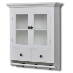 vidaXL Armario de cocina de pared de madera y puerta de vidrio blanco 