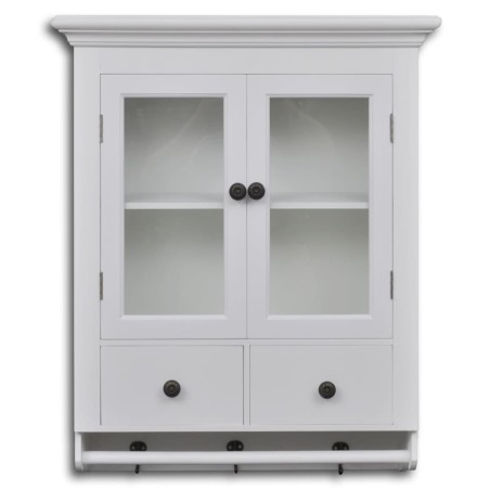 vidaXL Armario de cocina de pared de madera y puerta de vidrio blanco 