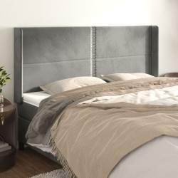 vidaXL Cabecero con orejas de terciopelo gris claro 203x16x118/128 cm