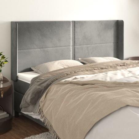 vidaXL Cabecero con orejas de terciopelo gris claro 203x16x118/128 cm