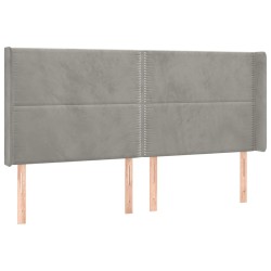 vidaXL Cabecero con orejas de terciopelo gris claro 203x16x118/128 cm