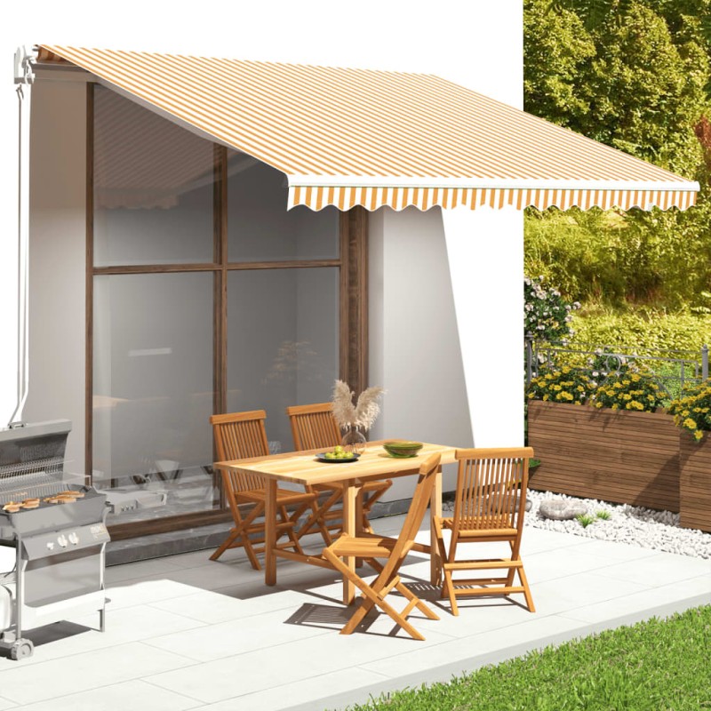 vidaXL Tela de repuesto para toldo amarillo y blanco 4x3,5 m