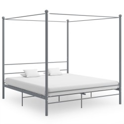 vidaXL Estructura de cama con dosel metal gris 200x200 cm 
