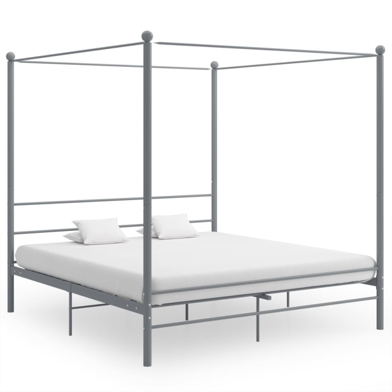 vidaXL Estructura de cama con dosel metal gris 200x200 cm vidaXL Estructura de cama con dosel metal gris 200x200 cm