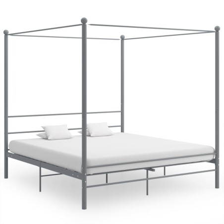 vidaXL Estructura de cama con dosel metal gris 200x200 cm 