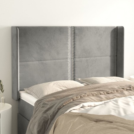 vidaXL Cabecero con orejas de terciopelo gris claro 147x16x118/128 cm