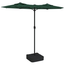 vidaXL Sombrilla doble con luces LED verde 316x240 cm