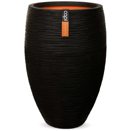 Capi Jarrón Nature Rib elegante Deluxe 40x60 cm negro KBLR1131