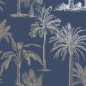 DUTCH WALLCOVERINGS Papel pintado árbol tropical azul marino y plata DUTCH WALLCOVERINGS Papel pintado árbol tropical azul marino y plata