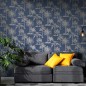 DUTCH WALLCOVERINGS Papel pintado árbol tropical azul marino y plata DUTCH WALLCOVERINGS Papel pintado árbol tropical azul marino y plata