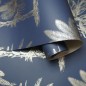DUTCH WALLCOVERINGS Papel pintado árbol tropical azul marino y plata DUTCH WALLCOVERINGS Papel pintado árbol tropical azul marino y plata