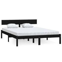 vidaXL Estructura de cama madera maciza de pino negra 140x200 cm