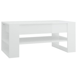 vidaXL Mesa de centro madera contrachapada blanco brillo 102x55x45 cm