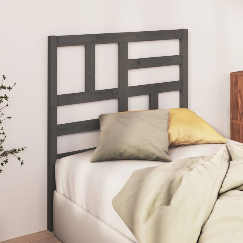 vidaXL Cabecero de cama madera maciza de pino gris 106x4x104 cm vidaXL Cabecero de cama madera maciza de pino gris 106x4x104 cm