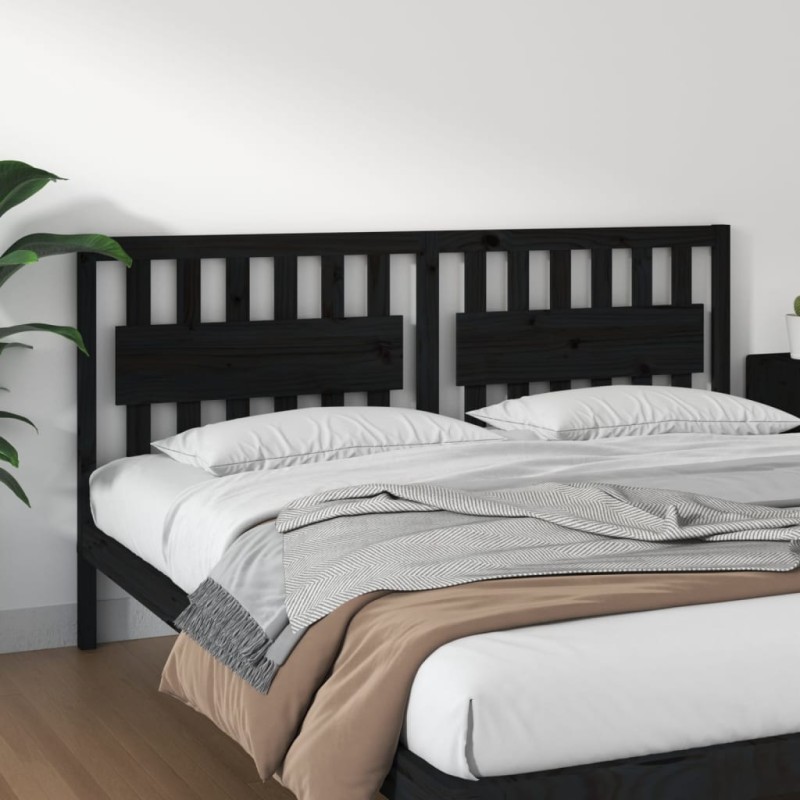 vidaXL Cabecero de cama madera maciza de pino negro 185,5x4x100 cm vidaXL Cabecero de cama madera maciza de pino negro 185,5x4x100 cm