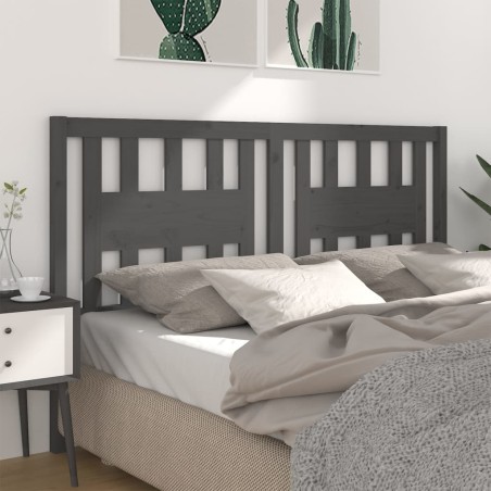 vidaXL Cabecero madera maciza de pino gris 141x4x100 cm