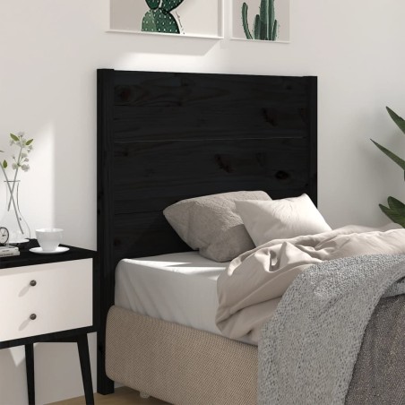 vidaXL Cabecero madera maciza de pino negro 81x4x100 cm