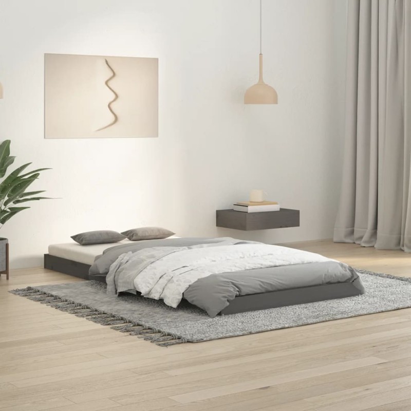vidaXL Estructura de cama madera maciza de pino gris 90x190 cm vidaXL Estructura de cama madera maciza de pino gris 90x190 cm